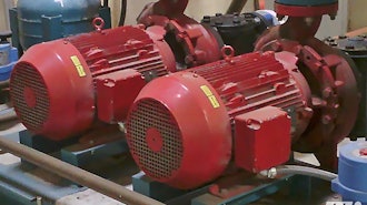 Figure 1. Shown are two electrical motors commonly found in pump systems. The thermal image identifies a temperature contrast that can reveal early signs of imbalance, amp overload or bearing failure before they cause critical downtime.