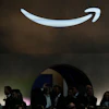 An Amazon logo is seen at an Amazon event in New York, Sept. 30, 2025.
