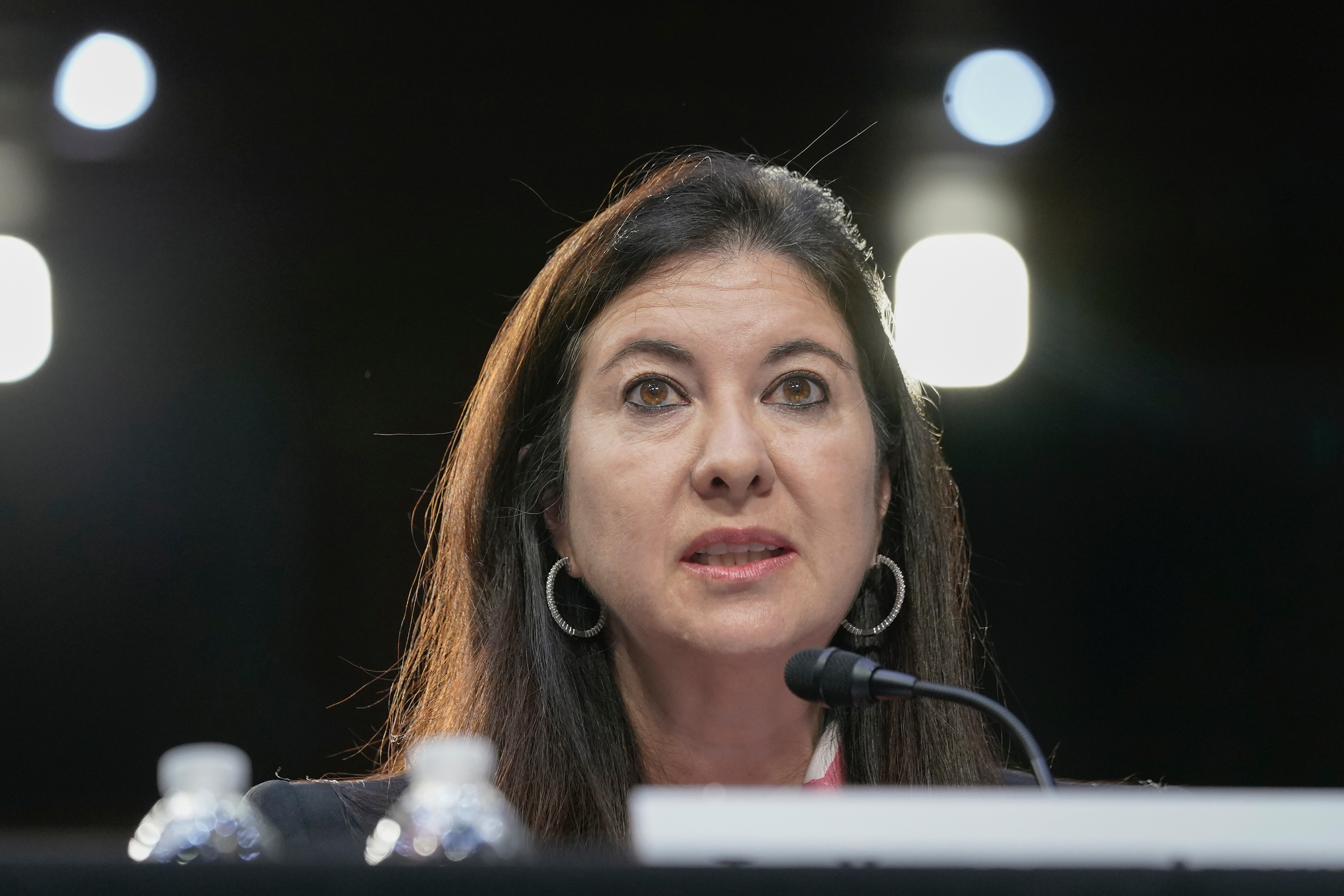 Adriana Kugler speaks during her confirmation hearing on Capitol Hill, June 21, 2023.