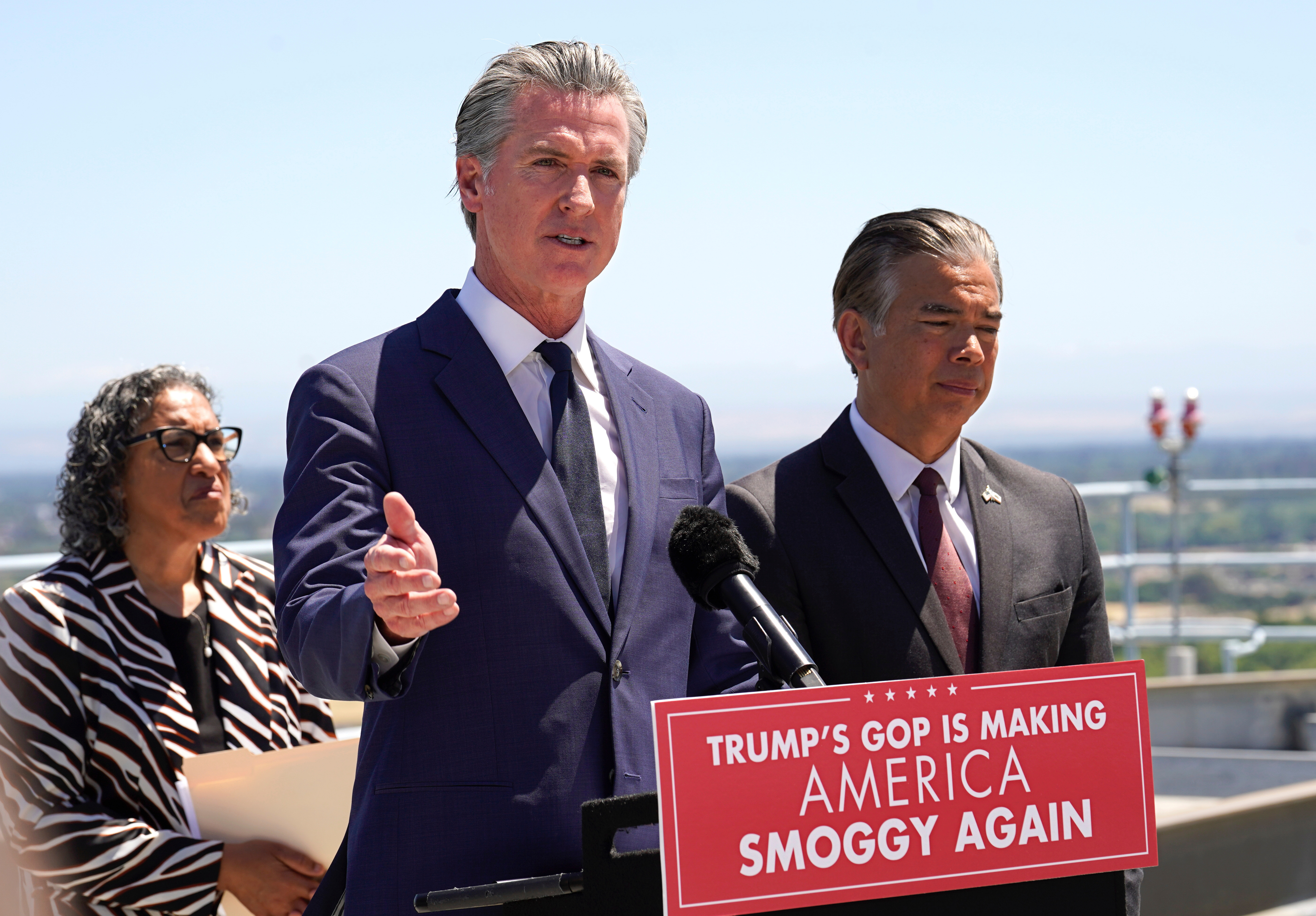 California Gov. Gavin Newsom at a news conference in Sacramento, May 22, 2025.