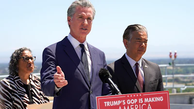 California Gov. Gavin Newsom at a news conference in Sacramento, May 22, 2025.