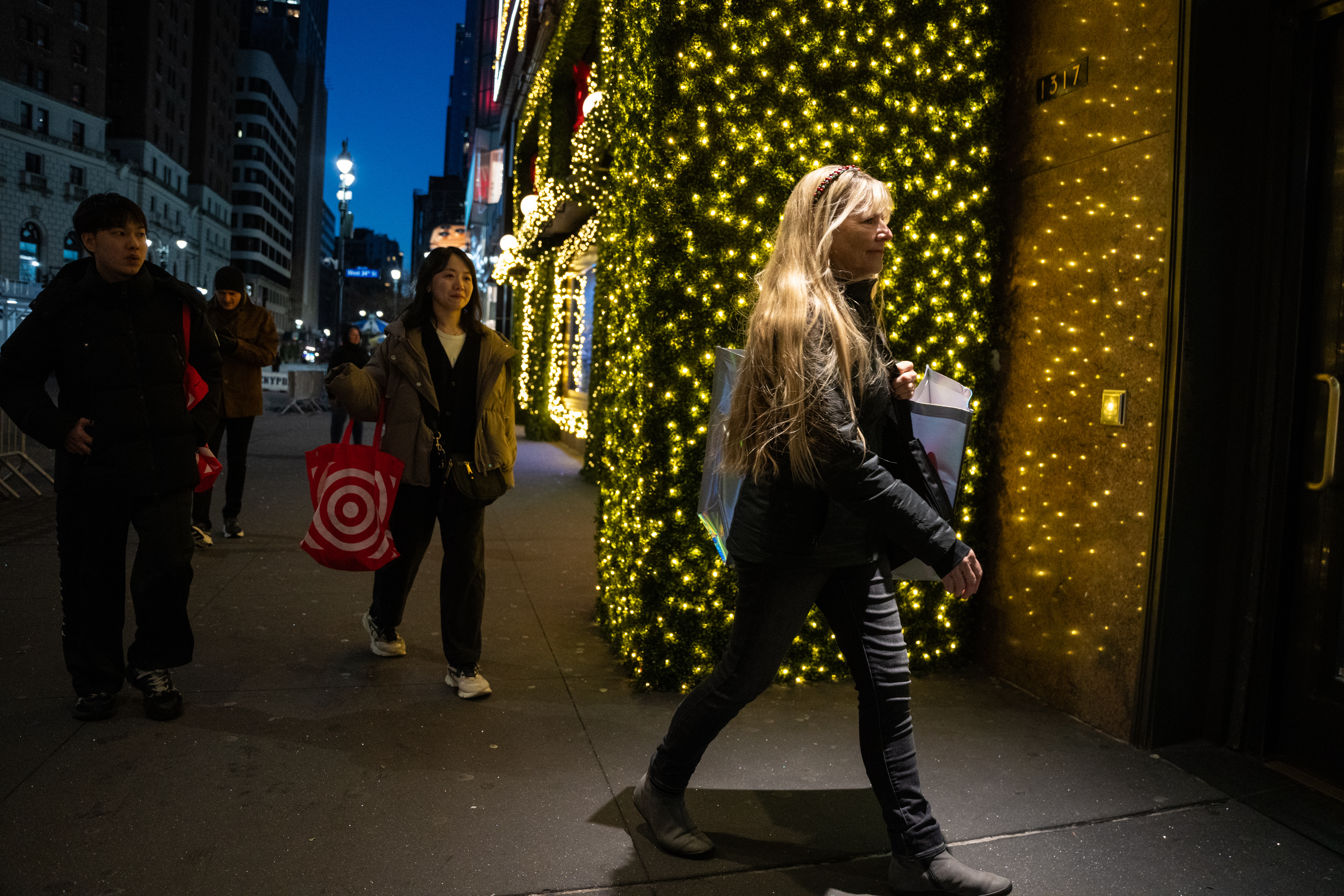 Black Friday Shoppers arrive to Macy's flagship store in New York, Nov. 28, 2025.
