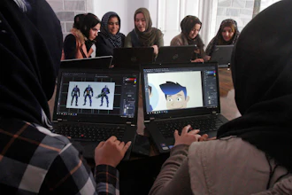 Afghan coders practice at the Code to Inspire computer training center in Herat province, western Afghanistan, Jan. 22, 2018.