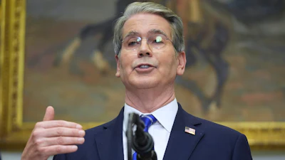 Treasury Secretary Scott Bessent speaks during an event in the Roosevelt Room of the White House, Dec. 2, 2025.
