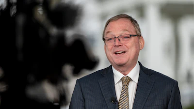 Director of the National Economic Council Kevin Hassett does a television interview at the White House, Dec. 10, 2025.