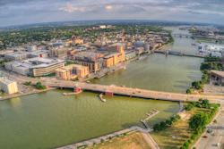 Aerial view of the Fox River in Green Bay, Wis.
