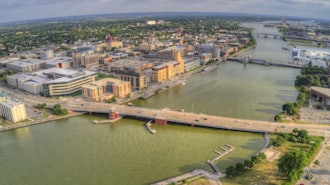 Aerial view of the Fox River in Green Bay, Wis.