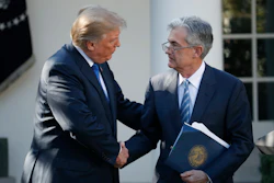 President Donald Trump shakes hands with Federal Reserve board member Jerome Powell in the Rose Garden of the White House, Nov. 2, 2017.