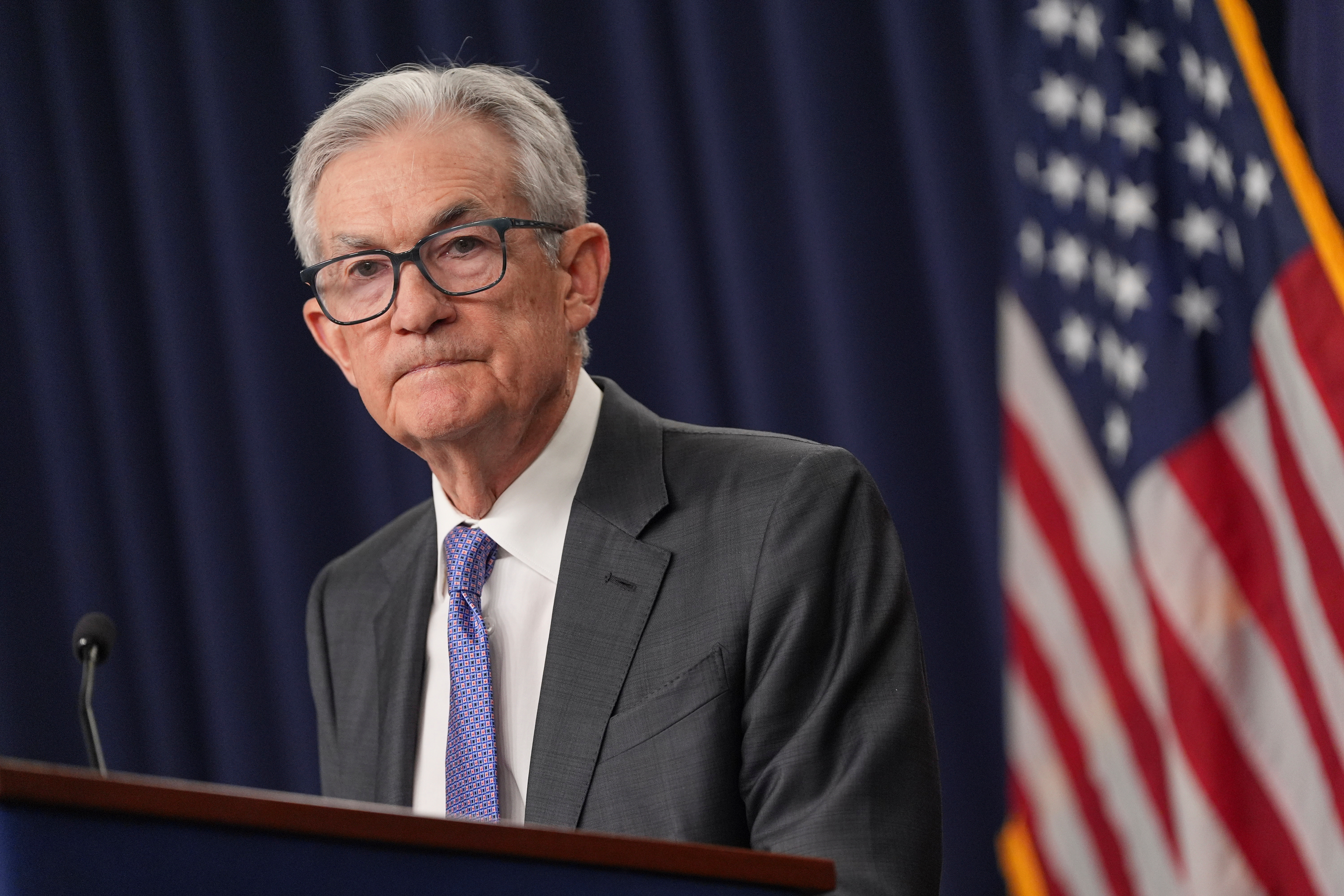 Federal Reserve Chair Jerome Powell speaks at the Federal Reserve, Washington, Dec. 10, 2025.