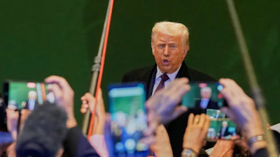 US President Donald Trump talks to media during the Annual Meeting of the World Economic Forum in Davos, Switzerland, Thursday, Jan. 22, 2026. ()
