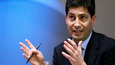 Kevin Warsh speaks to the media about a report on transparency at the Bank of England, London, Dec. 11, 2014.