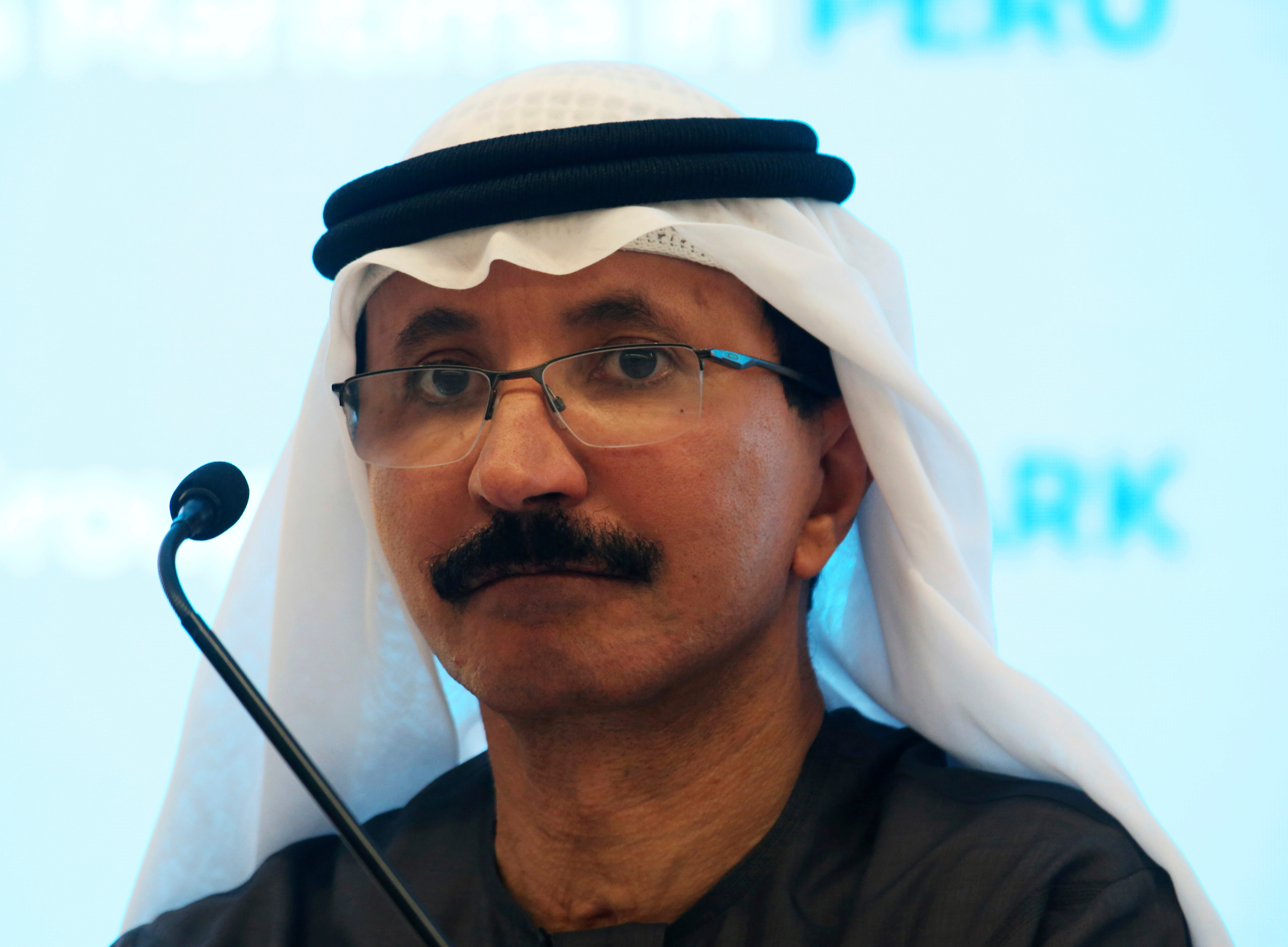 Sultan Ahmed bin Sulayem, the group chairman and CEO of Dubai-backed port operator DP World, during a news conference in Dubai, United Arab Emirates, March 14, 2019. ()