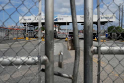 An entrance to the Balboa terminal is closed after Panama's government ordered the occupation of the port, Panama City, Feb. 23, 2026.
