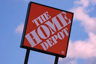 Home Depot sign outside a store in Manchester, N.H., Aug. 14, 2025.