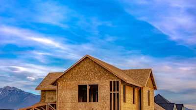 A house under construction in Daybreak, Utah.