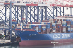 A ship docked at the Port of Long Beach, Feb. 20, 2026, Long Beach, Calif.