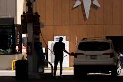 A person fuels up a vehicle at a gas station in New York, March 10, 2026.