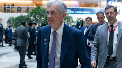 Federal Reserve Board Chairman Jerome Powell at the IMF headquarters in Washington, April 17, 2026.