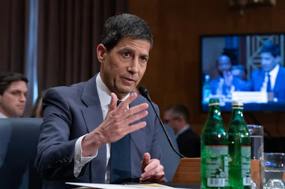 Kevin Warsh testifies during his nomination hearing to be a member and chairman of the Federal Reserve Board of Governors before the Senate Banking, Housing and Urban Affairs Committee on Capitol Hill, in Washington Tuesday, April 21, 2026.