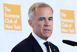 Canadian Prime Minister Mark Carney delivers a speech and takes part in an armchair discussion at The Economic Club of New York, May 28, 2026.