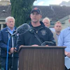 Longview Fire Department Battalion Chief Matt Amos speaks at a press conference in Longview, Wash., Tuesday, May 26, 2026, at the site of a paper mill where a chemical tank failure killed at least one person and left others unaccounted for.
