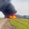 Smoke fills the sky after a train derailment near Carrington, N.D., July 5, 2024