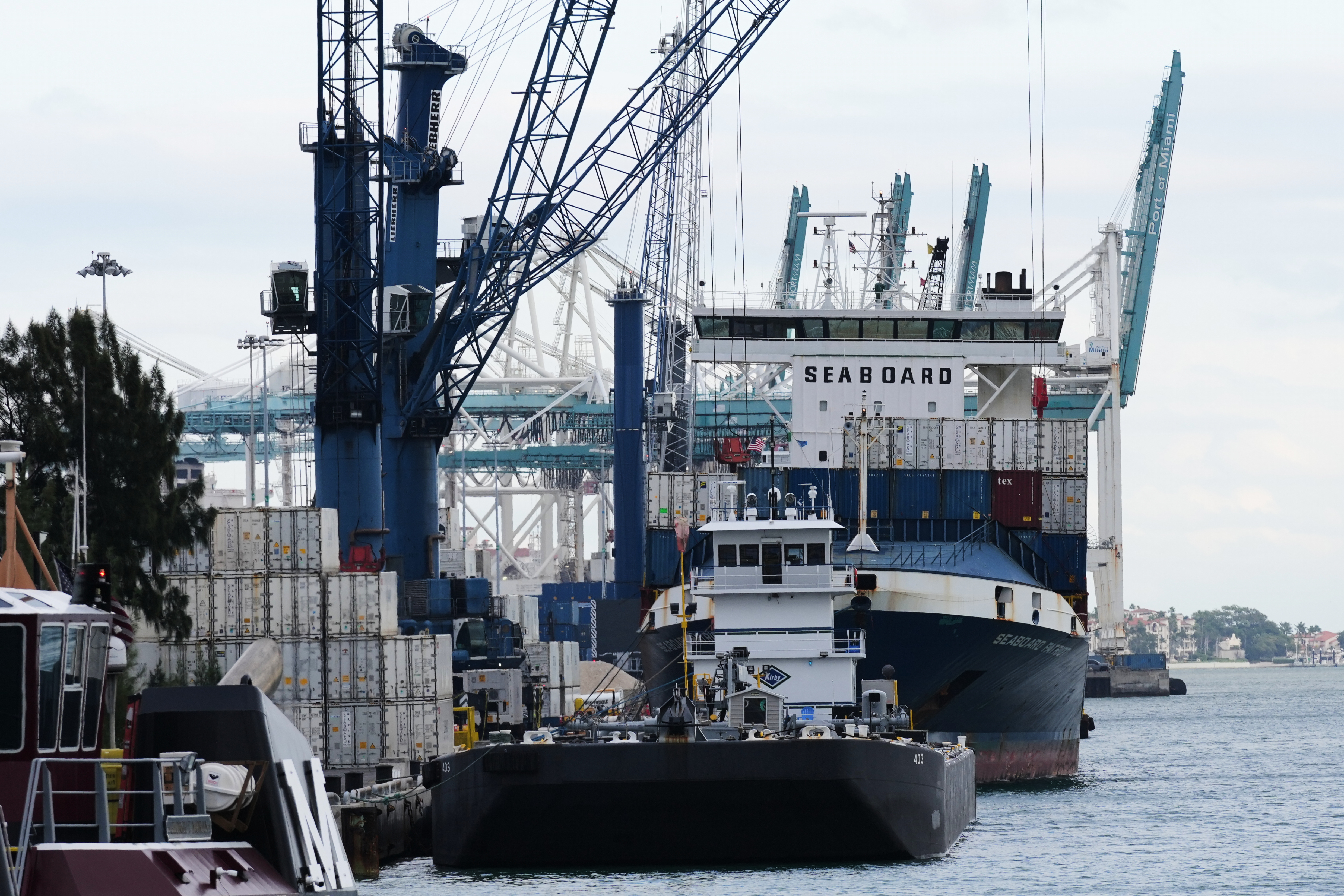 A ship is docked, Jan. 15, 2026, at PortMiami in Miami.