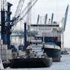 A ship is docked, Jan. 15, 2026, at PortMiami in Miami.