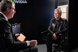 Jensen Huang, president and CEO of Nvidia, listens during an interview before a groundbreaking ceremony for an expansion of Coherent's manufacturing facility on Tuesday, June 16, 2026, in Sherman, Texas.