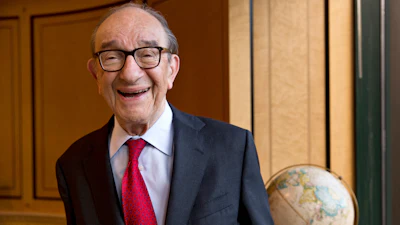 Economist Alan Greenspan, chairman of the Federal Reserve from 1987 to 2006, in his office in Washington, Oct. 18, 2013.