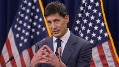 Federal Reserve Chairman Kevin Warsh speaks during a news conference in Washington, June 17, 2025.
