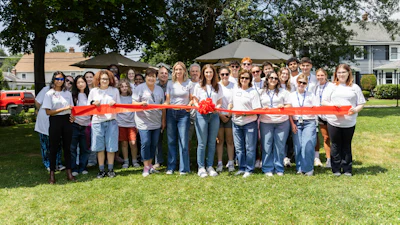 A ribbon-cutting ceremony during Global Industrial's “Corporate Day of Service' at Harmony Heights Day School, East Norwich, New York, July 17, 2026.