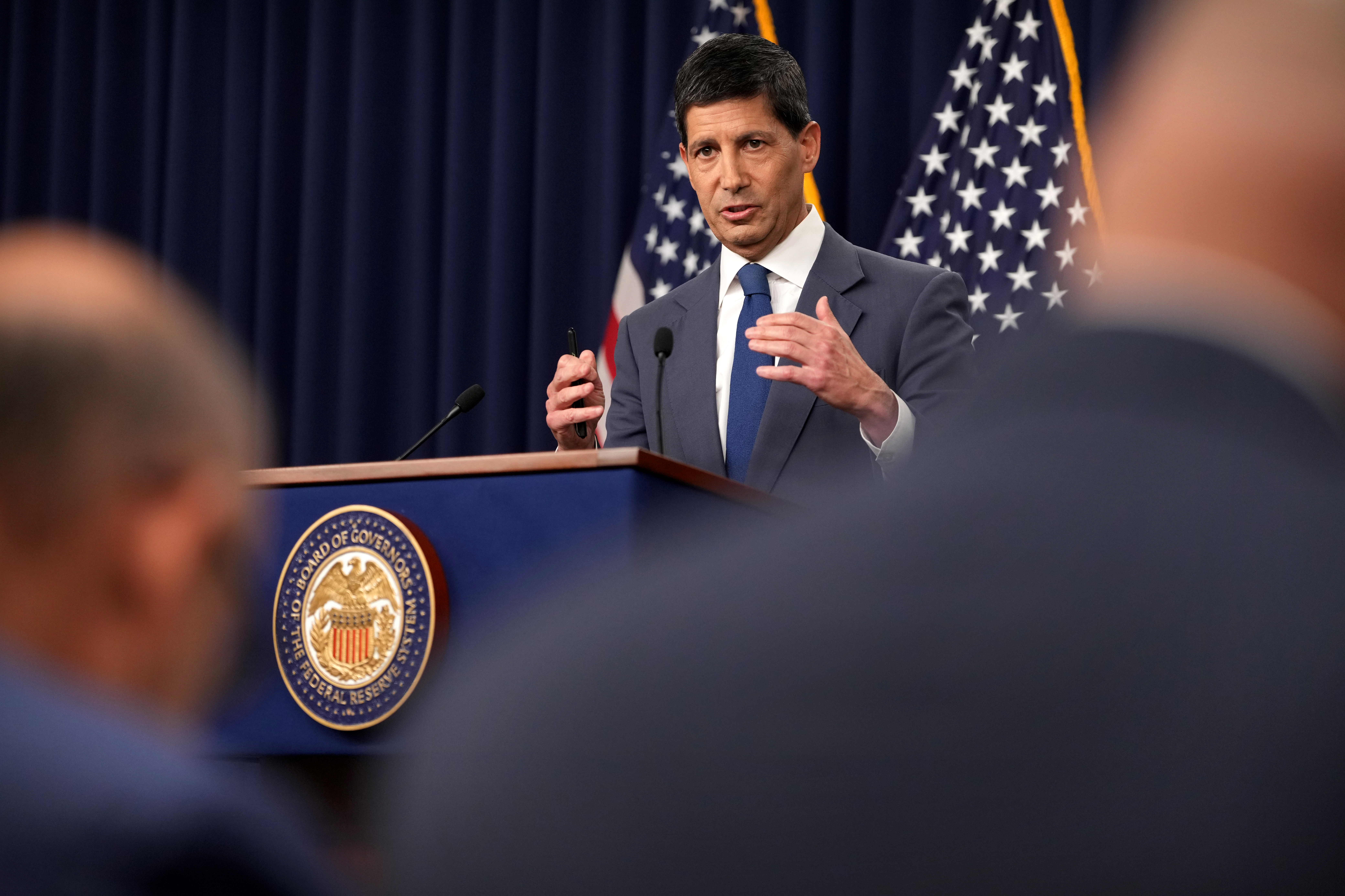 Federal Reserve Board Chairman Kevin Warsh speaks during a news conference at the Federal Reserve in Washington, July 29, 2026.