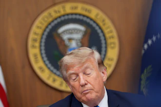 President Trump during a cabinet meeting at Camp David, July 31, 2026.