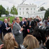 Treasury Secretary Scott Bessent speaks to members of the media outside the White House, Aug. 20, 2026.