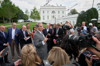 Treasury Secretary Scott Bessent speaks to members of the media outside the White House, Aug. 20, 2026.