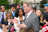 Treasury Secretary Scott Bessent speaks to members of the media outside the White House, Aug. 20, 2026.