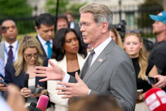 Treasury Secretary Scott Bessent speaks to members of the media outside the White House, Aug. 20, 2026.