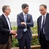 Fed Chair Kevin Warsh, center, talks to Bank of England Governor Andrew Bailey, right, and Bank of Canada Governor Tiff Macklem at the annual Jackson Hole Economic Policy Symposium, Aug. 28, 2026, Moran, Wyo.