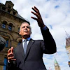 Canadian Prime Minister Mark Carney speaks to journalists as he arrives at the Office of the Prime Minister and Privy Council in Ottawa, Sept. 1, 2026.