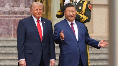 President Donald Trump at a welcome ceremony with China President Xi Jinping at the Great Hall of the People, Beijing, May 14, 2026.