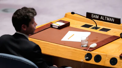 Sam Altman, CEO of OpenAI, listens during a Security Council meeting on artificial intelligence at the 81st session of the United Nations General Assembly, Sept. 23, 2026.