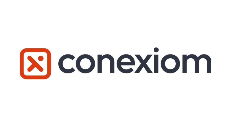 Conexiom logo featuring red-orange icon with white X and dark blue text