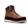 Brown leather hiking boot with black accents and cream-colored sole
