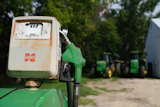 A diesel fuel tank is seen on a corn and soybean farm, Aug. 26, 2026, Northfield, Minn.