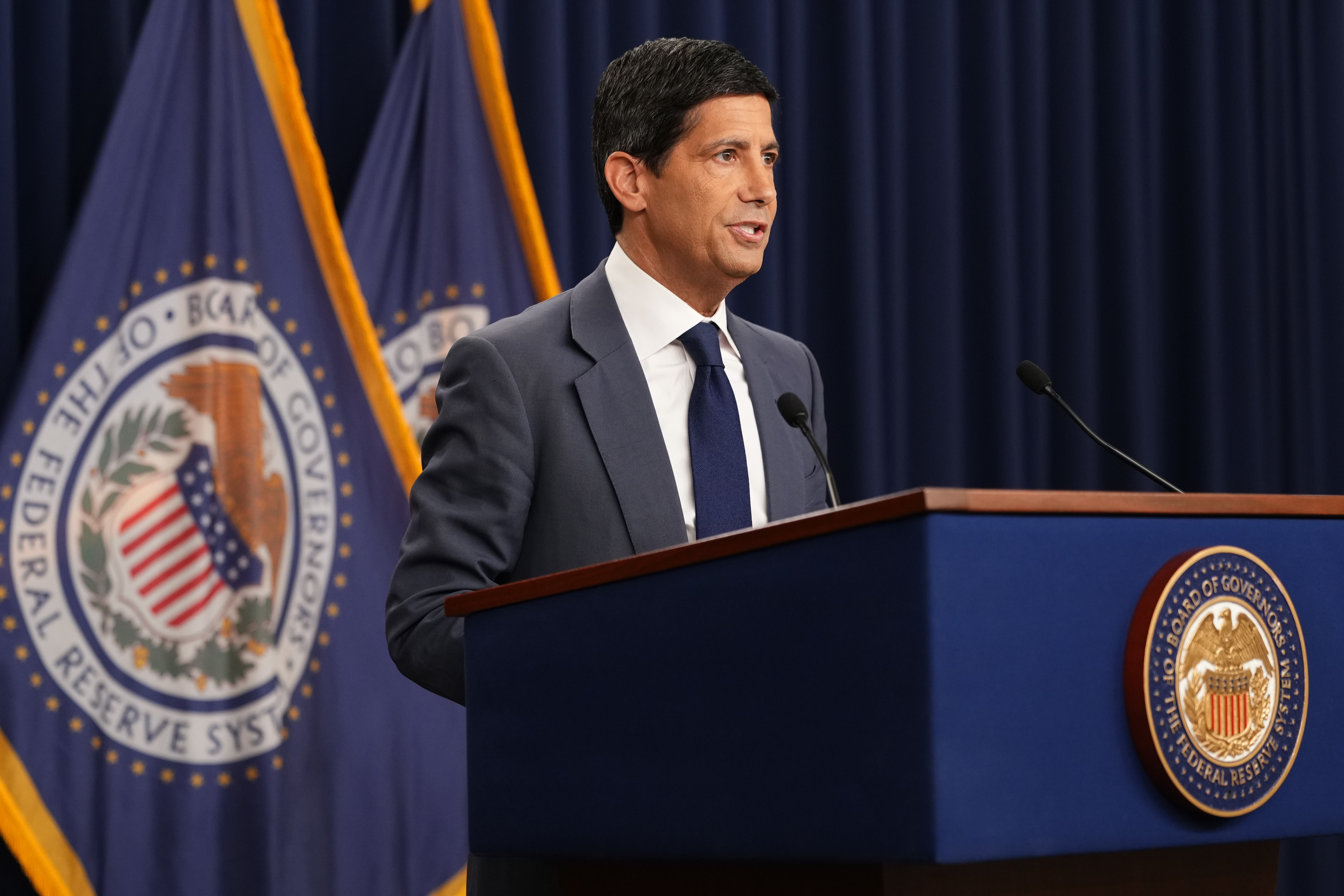 Federal Reserve Board Chairman Kevin Warsh during a news conference at the Federal Reserve, Oct. 28, 2026, Washington.