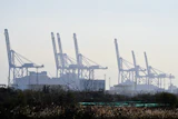 View of the cranes at the Fos-Marseille container port in Marseille, France, Oct. 30, 2026.